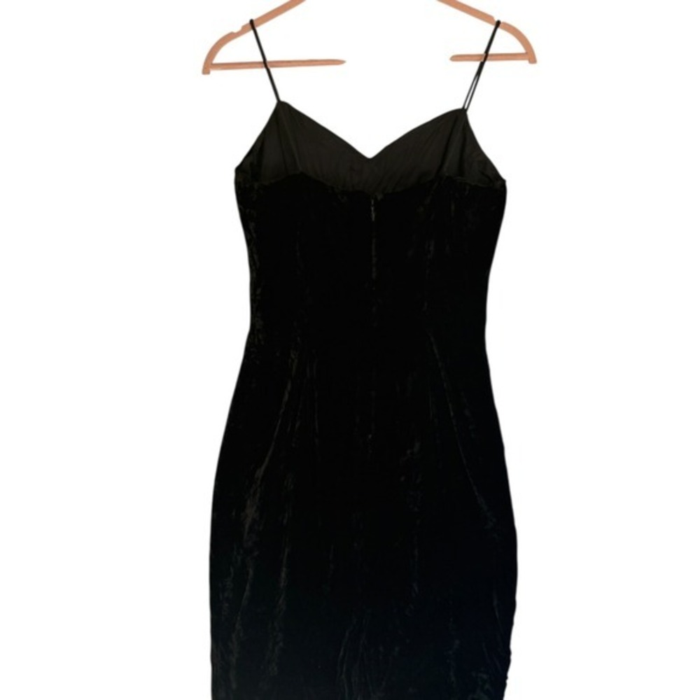 Vintage Womens Alex Evenings Black Velvet Strappy Mini Dress Sz S Whimsigoth - Picture 5 of 9